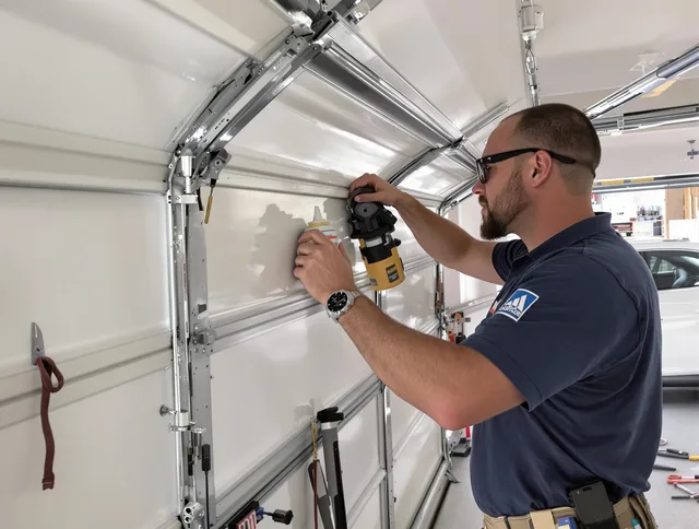 La Mirada Garage Door Repair technician quieting a noisy garage door in La Mirada