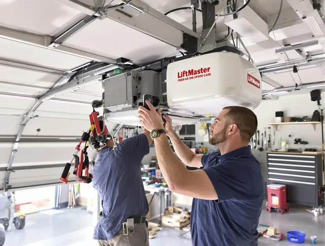 La Mirada Garage Door Repair technician performing advanced diagnostics on garage opener in La Mirada